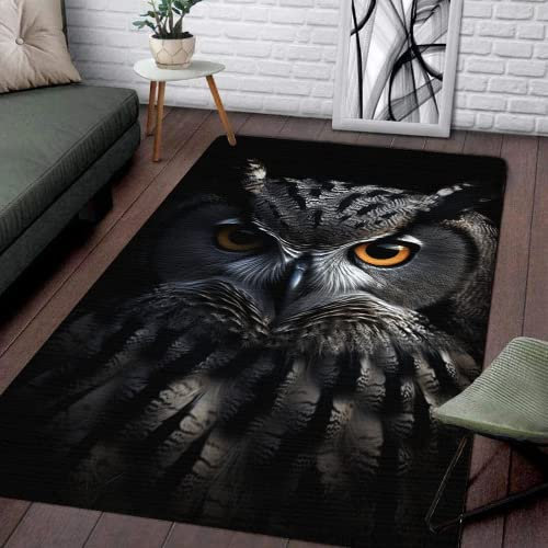 Teppich Mit Eulen Vintage Niedliche Eule Dekorative Teppiche - Schlafzimmer Wohnzimmer 3D Eule Weiche Teppiche, Floral Eule Fußmatten, Weiche Eule Anti-Rutsch-Teppiche (13,80 x 150 cm)