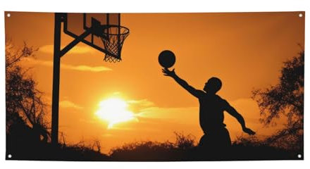 Basketball Games Backdrop Party Banner Outdoor flag Porch Sign Decorations Patriotic Hanging Double Sided Printed Party Banner for Birthday Party Supplies Background Birthday Banner