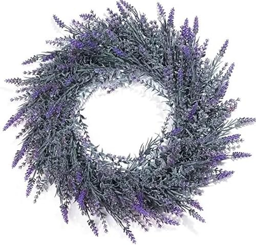 COLORSPEC Couronne de lavande pour porte d'entrée, 49 cm, couronne artificielle pour printemps et été, Saint-Valentin, protection UV toutes saisons, couronne de ferme pour fête de mariage, maison,