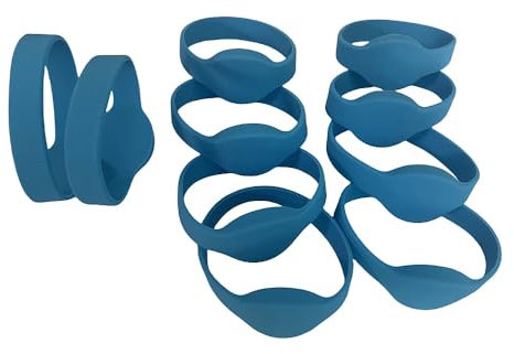Lot de 10 bracelets en silicone RFID classiques 1 K 13,56 MHz pour accès à l'entrée (bleu)