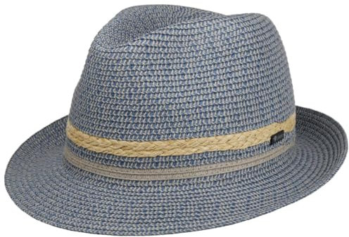 LIPODO Sombrero de Paja Costanzo Bogart Hombre - Made in Italy Sol con Banda Grosgrain Primavera/Verano Verano - L (58-59 cm) Azul