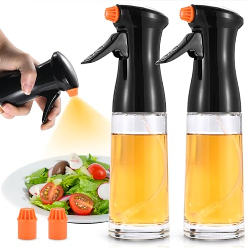 Oinvs Oil Sprayer,Oil Spray Bottle 210ml,Oil Spray and 2 Pieces Improved Nozzle,Spray Bottle,Olive Oil Spray,Oil and Vinegar Dispenser