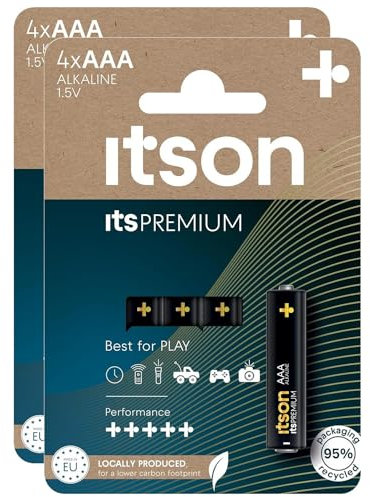 ITSON Pack de 2 x 4 Piles Alcalines LR03/AAA 1,5V itsPREMIUM