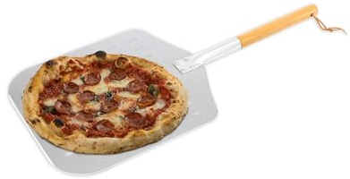 Waldis Pizza Pizzaschaufel mit Holzgriff - Ø 30 cm - Basic Pizzaschieber aus Aluminium - vielseitig einsetzbar für Pizza, Brot, Flammkuchen und mehr