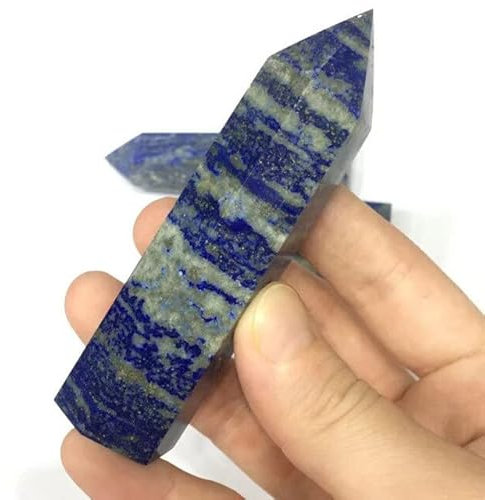 PAKMEZ Lapislazuli-Zauberstab, Natursteine, Quarzkristalle, Heilsteine, Heimdekoration – (Farbe: Lapislazuli, Größe: ca. 60–80 mm)