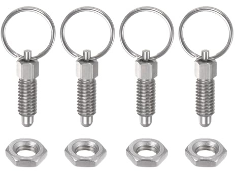 QUARKZMAN 4 Stück Federdruckstift mit Zugring M6*1 Gewindegröße 0,48 Gewindelänge Stift-Durchmesser 4mm Runder Kopf aus Edelstahl für industrielle Ausrüstung