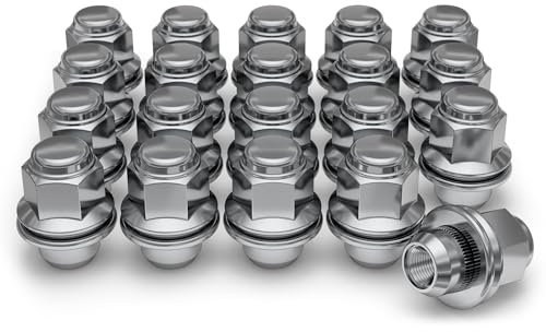 White Knight M12 x 1,50 Vollstück Factory Mag Style Radmuttern für ausgewählte Toyota Camry Corolla Highlander RAV-4 CH-R Sienna Tacoma und mehr – wärmebehandeltes dreilagiges Chrom-Finish – 5307-20