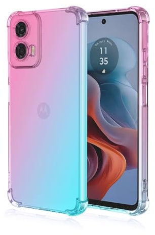 Topme Custodia per Telefono per Motorola Moto Edge 50 Fusion (6.7 Inches), Cover per Cellulare con Gradiente di Colore Trasparente in Morbido Silicone TPU - Rosa Verde