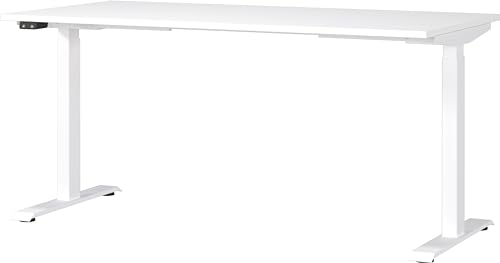 Germania Schreibtisch 7908-84, in Weiß, EL. höhenverstellb., 160 x 120 x 80 cm (BxHxT)