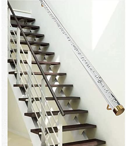 Durchsichtiger Acryl-Handlauf für Innentreppen, 30–61 cm langes transparentes Treppengeländer aus Plexiglas, Haltegriff zur Wandmontage mit goldenen Halterungen, einfach zu install