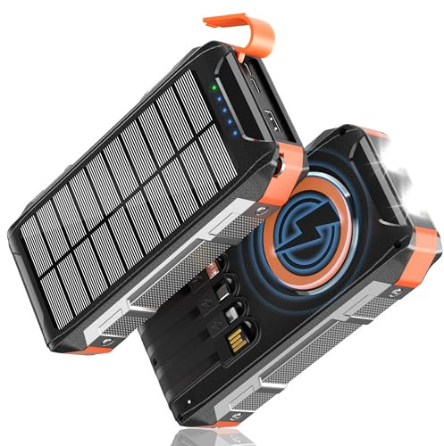 56800mAh& 65w Portable Power Bank Battery Pack, 7 Charging Ports USB-C Fast Charging Phone Charger, Outdoor Solar Charger with LED Display&Flashlight, for iPhone/Tablet