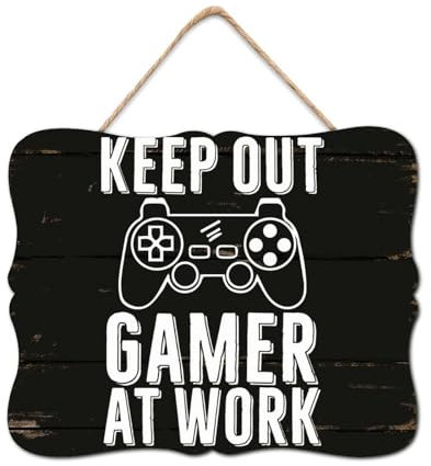 Panneau mural rétro en bois avec inscription « Keep Out Gamer At Work » - Décoration murale à suspendre pour la maison, la chambre, le bureau, le jardin, la cuisine, une pendaison de crémaillère -