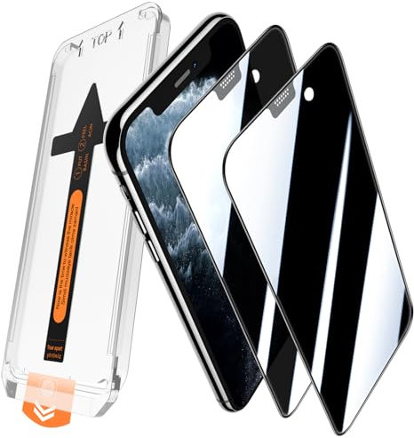 JEHOO 2 Pack Privacy Screen Protector for iPhone 11 Pro Max/iPhone XS Max, [Auto-Dust Removal][Auto Alignment Install] Full Coverage Premium 9H Tempered Glass,Anti-Scratch,Anti-fingerprint,Bubble-Free