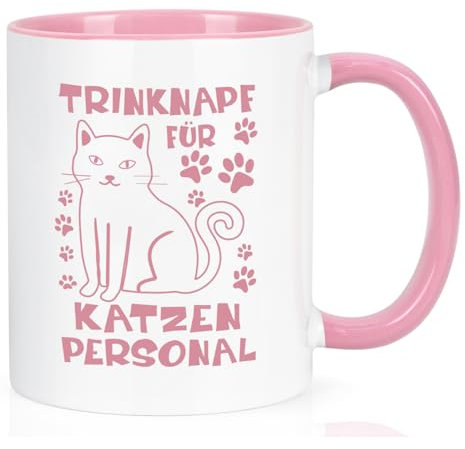 Joyamking Kaffeetasse Geschenke für Katzenliebhaber Trinknapf für Katzenpersonal Katzen Geschenke für Frauen Katzen Geschenkidee, 320ML Rosa