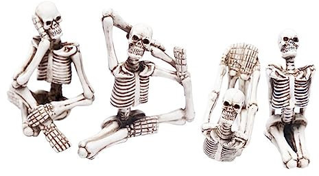 WOONEKY 4stücke Teiliges Halloween Skelett Deko Aus Resin Gruselige Yoga Figuren Für Tisch Garten Und Halloween-Party-Dekoration