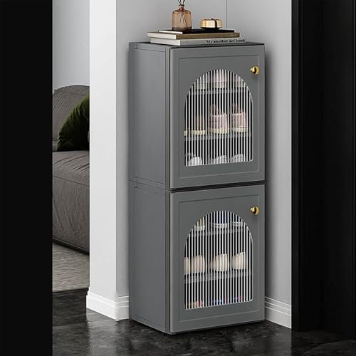 Zapatero, Zapatero con Puerta de Cristal, Entrada con estantes Ajustables, Zapatero apilable, Zapatero para Pasillo, Sala de Estar, Armario