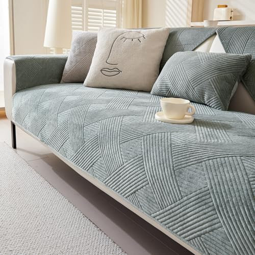 Alishomtll Sofabezug Ecksofa 1/2/3/4 Sitzer, Sofaschoner L Form Couch Überzug, Universelle rutschfeste Sofa Überzug, Hund Katze Waschbar Sofaüberwurfe Sofadecke für Wohnzimmer, Dunkelgrau 70x180cm