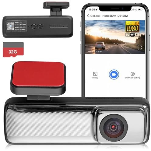 EYPINS 1080P HD Front Dash Cam, Built-in WiFi, App Control, 160° Wide Angle, Night Vision, G-Sensor, 24H Parking Mode, Loop Recording Dash Camera for Cars with 32GB SD Card (Supports up to 128GB)