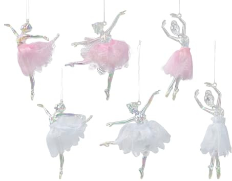 Christbaumschmuck Kunststoff 13cm - Ballerina Figur zum Aufhängen - 1 Stück sortiert - Weihnachtsbaum Anhänger für Weihnachten - Christbaumanhänger & Weihnachtsbaumschmuck - Tänzerin Klar Irisierend