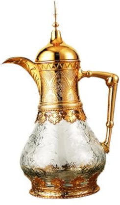 Fonowx Cafetière Arabe avec Isolation pour Boissons Chaudes et Froides, Carafe de 1,6 L, or