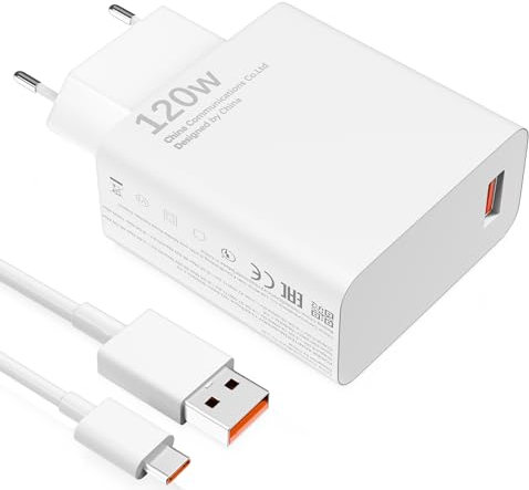 120W USB Ladegerät Ladekabel für Xiaomi 15 14T pro Ultra 13T 12T 11T Pro Redmi Note 14 13 12 Pro+ 5G Poco X7,USB Netzteil Turbo Hyper Charge Schnellladegerät Adapter mit 6A Kabel für Black Shark 5