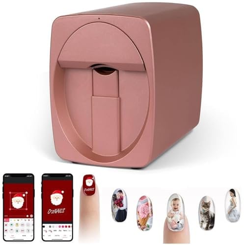 3D Nail Art Printer Machine - Digital Nail Design Machine Printer That Comes w/Over 1000 Pictures of Nail |Wireless & Automatic Nail Art Machine,30s Done,Support WiFi/DIY/USB,Rosegold