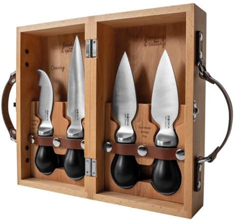 BOSKA Cheesemongers Parm Set Pro/Professionnel Couteaux à Fromage / Pour Parmesan / Acier Inoxydable de Haute Qualité / Dans Étui en Bois / Ergonomique / Couteau à Marquer , Couteau Briseur et 2