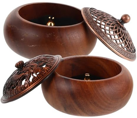 Garneck -räuchergefäß 2er-Set Räucherkegelhalter Aus Holz Mit Deckel Ästhetisches Wohndekor