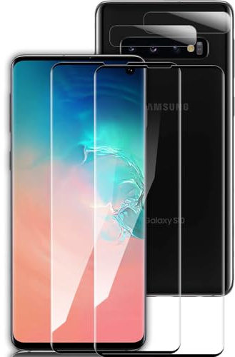 Schutzfolie für Panzerglas für Samsung Galaxy S10 & Kameraschutz, 2&2 Stück [Fingerabdruck-ID unterstützen], [Sensible Berührung] [3D-Volle Bedeckung] [9H Anti-Kratzen] Schutzglas für Samsung S10