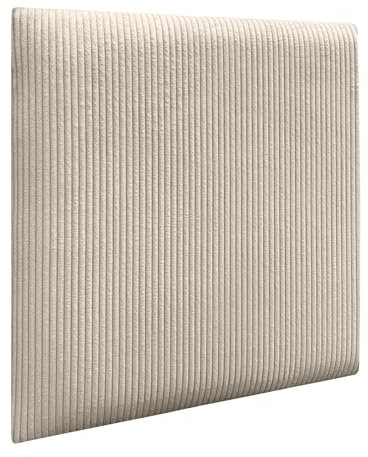 DHOME Gepolsterte Premium Cord Paneele Selbstklebend für Wände Schallabsorbierend Stoßfest Ideal für Kopfteile Dekoration Zuhause und Schlafzimmer (Beige, 60x60cm)