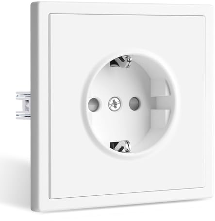 CNBINGO Schuko Steckdose Unterputz,1 Fach Weiß Wandsteckdose 16A 250 V | Steckdosenschutz Kindersicherung,EU-Standard Einbausteckdose,Einfach Montage,Wandsteckdose mit PC Rahmen