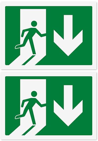 2 Adesivi Uscita Emergenza formato cm 21x15 | Segnaletica Uscita di Sicurezza | 2 pz