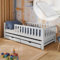 Kinderbett 90x200 mit Ausziehbett und Zwei Schubladen, Rausfallschutz, Lattenrost und Matratze, Kinder Bett | weitere Größen: 80x160, 80x180, 90x190cm | 90x200cm: von 4. bis 18. Lebensjahr, Weiß
