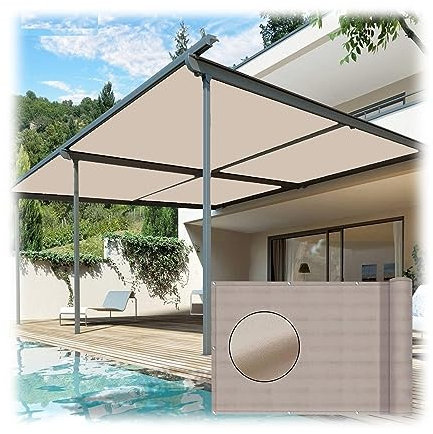 Tettoia rettangolare beige per esterni, 5 x 6 m, bordi rinforzati, tessuto 165 g/m², per pergola, gazebo, tettoia, protezione UV, resistente alle intemperie, facile da installare