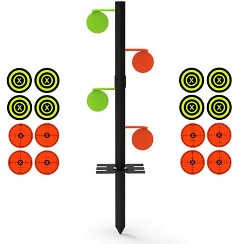 KNINE OUTDOORS Dueling Tree Target Kit, 4-Piece 1/4 Thickness Steel Paddles in 3.5 Diameter, Steel Target for Shooting, with Painting Stencil