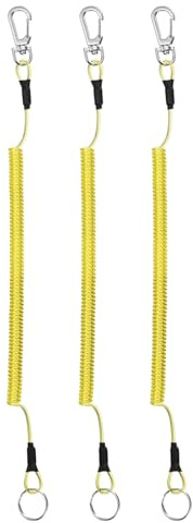TIXIPEM 11.81IN Retractable Safety Coiled Lanyard [3PCS] - Steel Wire Fishing Rod Safety Lanyard Use for Pliers Boating