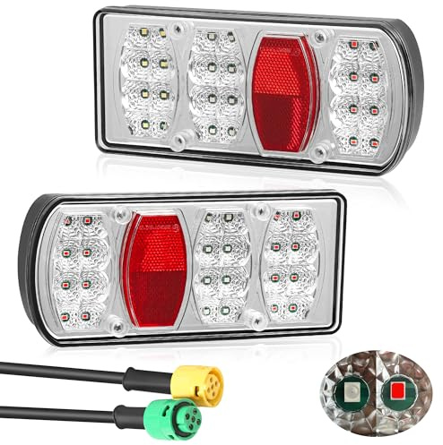 DARKGUARD LED Rückleuchten Anhänger 12V 24V Wasserdicht IP65 7 Funktionen 5polig Bajonett - Universell Rücklicht Anhänger Beleuchtung für Anhängerwohnwagen, LKW, Landmaschinen (E57 Zulassung)