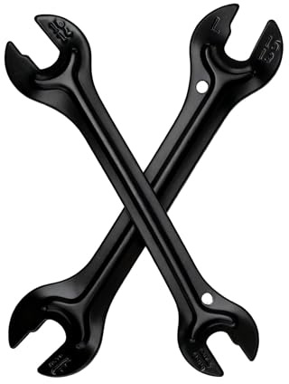 2 PCS Bicycle Cone Spanner Hub Wrench Set, Cone Wrenches, Carbon Steel Axle Hub Wrench with 4 Sizes (13/14/15/16mm) Double Open End Pedal Spanner Tool for Mountain Bike Cycling Repairs (Black)