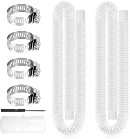Manguera De Piscina Y Manguera Para Piscina, Resistente A La Abrasión | 32MM Longitud 150 CM Con Abrazaderas Metálicos, 2 Piezas Blanco For Piscinas Elevadas, Bomba, Filtro, Flexible,