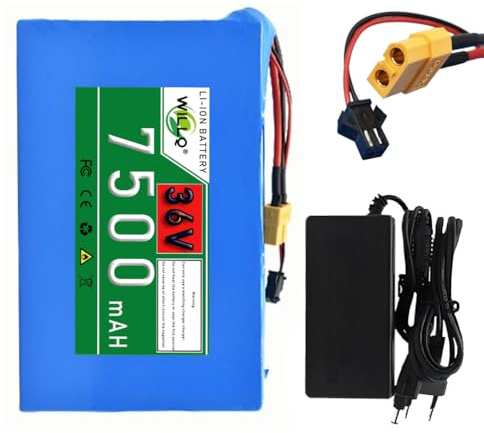 WILLQ 36V 7.5AH 10S2P Electric Bike Battery Pack 7500mAh Lithium-ion Battery for 270W Scooter Motor with XT60+SM Port