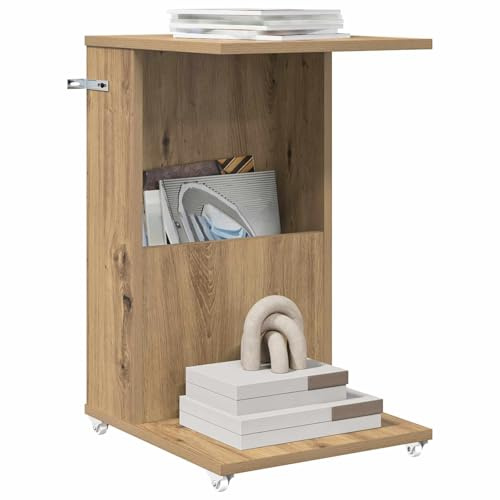 vidaXL Beistelltisch Artisan-Eiche 40 x 35 x 60 cm Holzwerkstoff, Kompakter Couchtisch, rechteckig, langlebiges Holz, vielseitig mit Rollen, Coole Möbel für drinnen