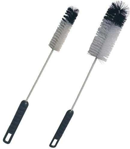 Coralpearl Bottle Brushes Thin Long Handle X 2, Utility Skinny Wire Cleaner Set Big Small, Bendable Flexible for Cleaning Narrow Neck Water, Beer, Wine, Baby Bottles, Pipes, Tubes, Hoses, and Flasks