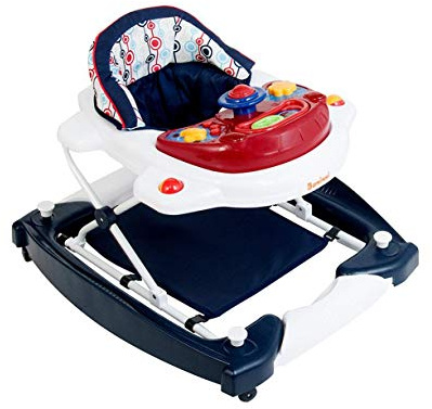 Baninni Classic 2-in-1 retro red Lauflernhilfe Baby Lauflernhilfe mit Rollschaukel Licht, Musik, Spielcenter Baby Esstisch klappbar ab 6 Monate