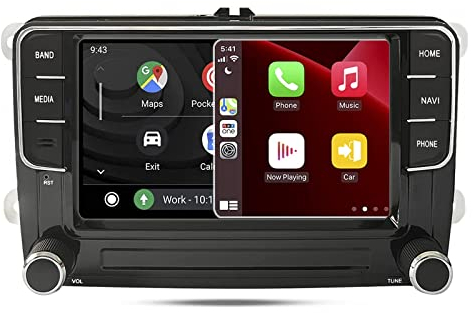 SCUMAXCON 7 Coche Radio Estereo Wireless Carplay Android Auto Android13 2 + 32G IPS Touch WiFi Bluetooth FM/Am RDS Navegación GPS DSP USB Cabeza Unidad para VW Golf Caddy Tiguan Transporter CC EOS