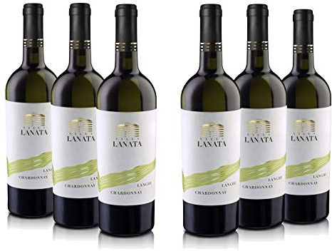Villa Lanata Langhe DOC Chardonnay Weißwein 6 Flaschen trocken - Italien wein (6 x 0.75 l)