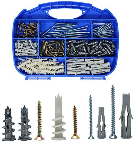 ORGRIMMAR Drywall Anchor Metal Self Drilling Plasterboard Fixings Raw Multi-Function Plug and Chipboard Screws Assortment Kit,220 Pcs