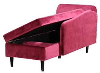 KAWOLA Polsterliege Bettsofa Recamiere Sarah Ottomane Bettkasten Recamiere mit Schlaffunktion (163 x 77 x 73)