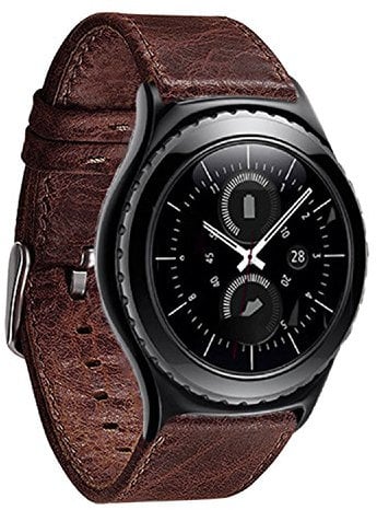 Ersatzarmband 22mm Kunstleder für Motorola Moto 360 2nd Gen 46mm Uhrenarmband Dunkelbraun