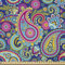 ABAKUHAUS Paisley Satin Stoff als Meterware, Bohem ethnischen bunten, Zum Nähen Toller Stoff für Heimtextilien Aller Art, 3M (148x300cm), Königsblau Gelb