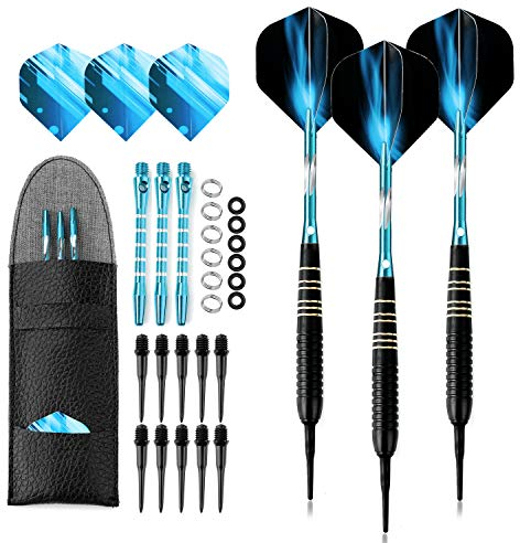 Crazy-m Dartpfeile Soft dartpfeile 3 Stück 18g Dartset Turnier Soft Tip Dartpfeile Set, Schwarz Beschichtete Metallfässer Darts (Soft Dartpfeile) mit Flights